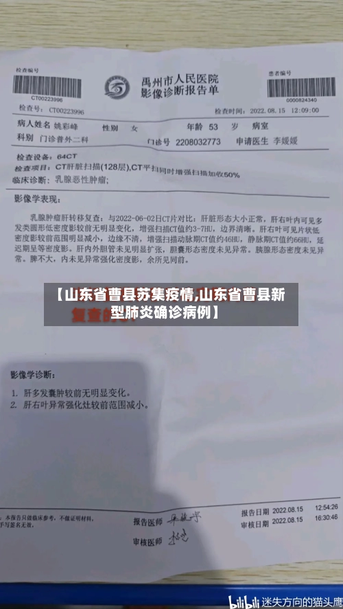 【山东省曹县苏集疫情,山东省曹县新型肺炎确诊病例】-第2张图片